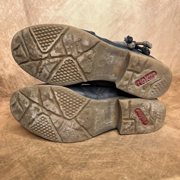 Rieker Strappy Rope Faux Leather Heeled Ankle Booties Outdoor Indie Sleaze Ski - Picture 6 of 10